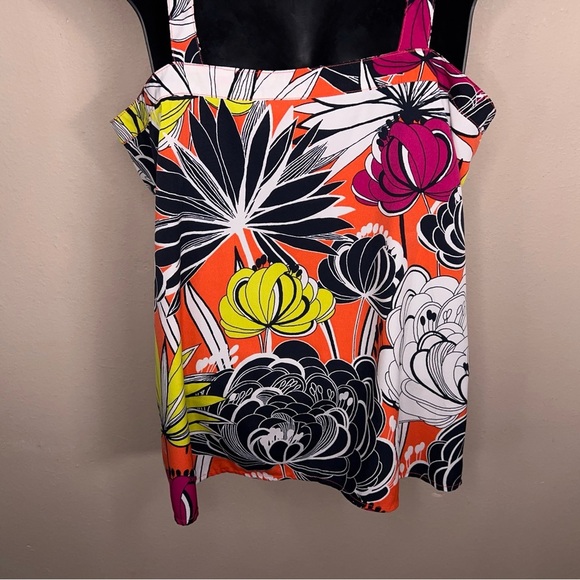 Small Banana Republic Colorful Floral Tank Blouse White Yellow Orange Vneck - Picture 14 of 14